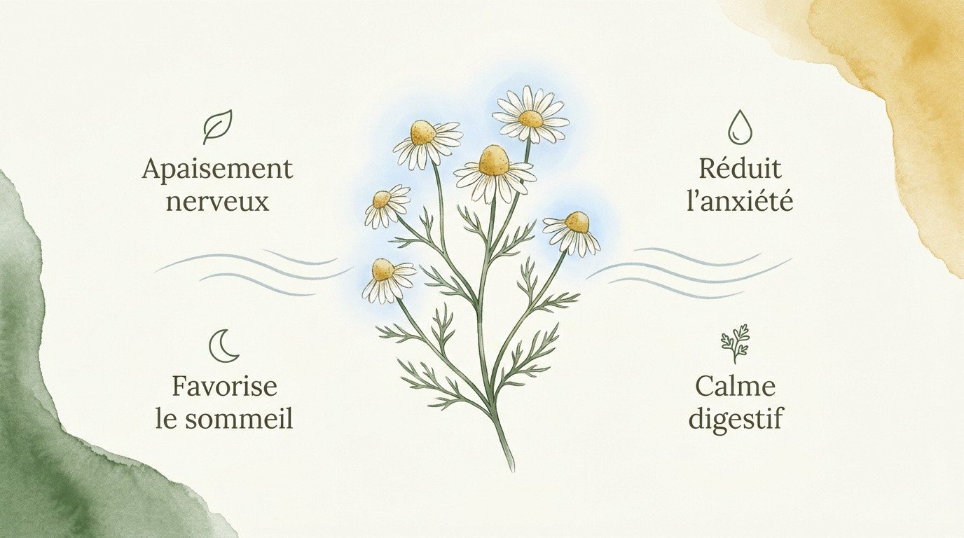 Fleurs de camomille séchées prêtes pour une infusion apaisante