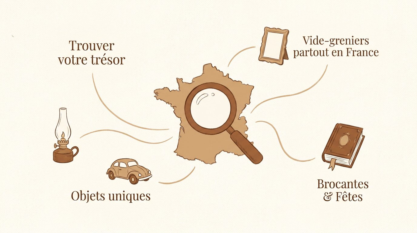 Carte de France pour localiser les vide-greniers et brocantes