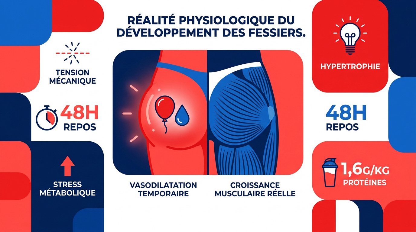 Comparaison entre la congestion musculaire temporaire et l'hypertrophie réelle des fessiers