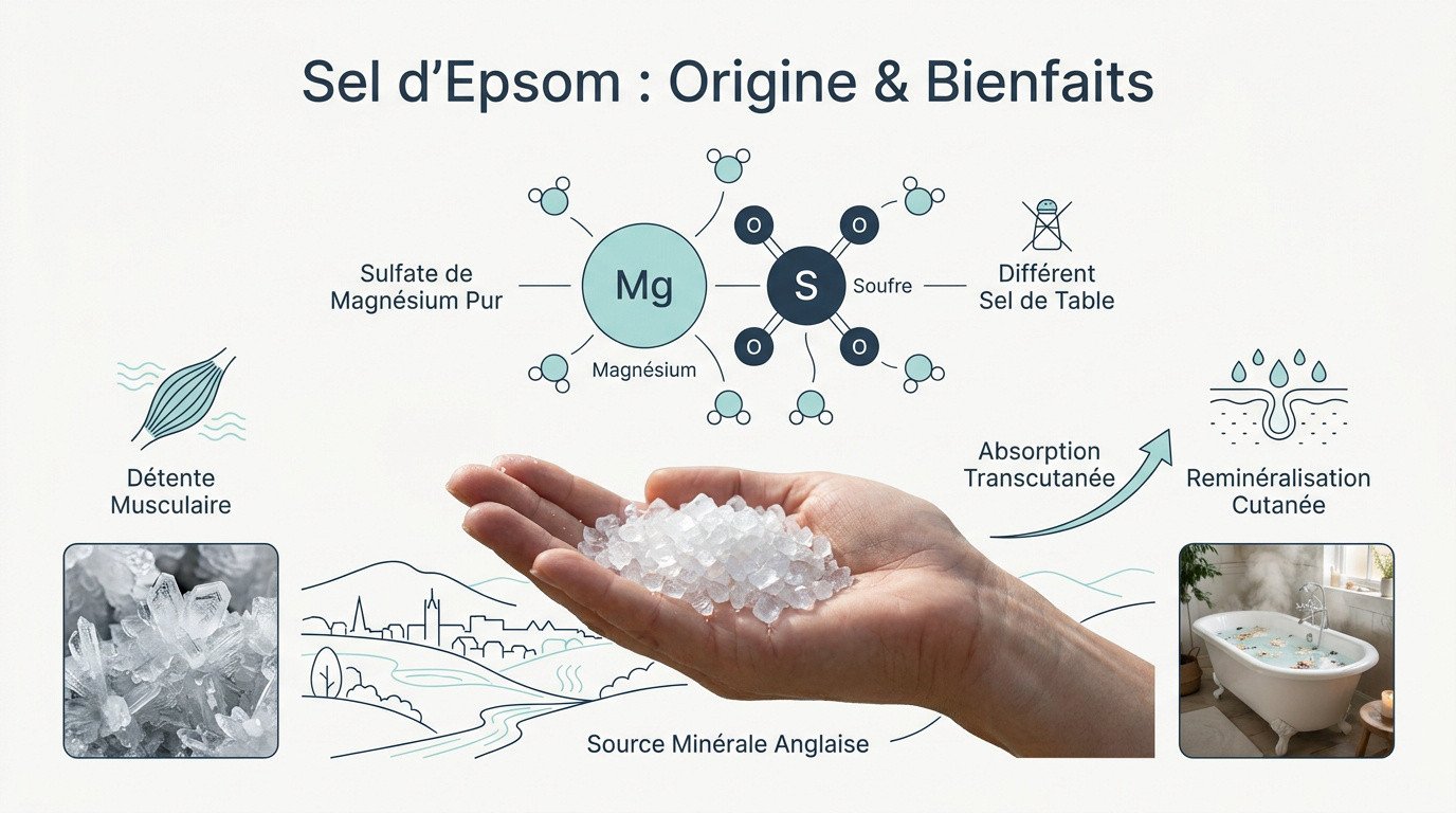 Cristaux de sel d'Epsom pur pour le bain et la relaxation