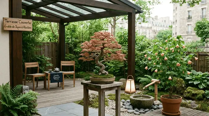 érable du Japon bonsaï terrasse couverte alternative intérieur