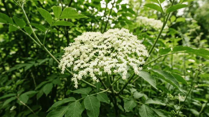 fleurs de sureau noir Sambucus nigra ombelle blanche cueillette