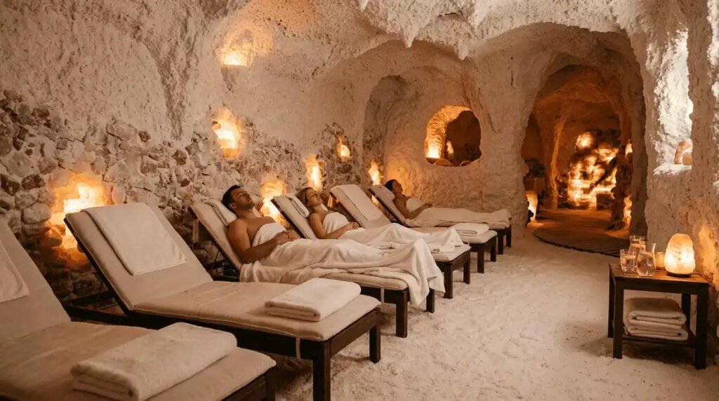 grotte de sel artificielle pour séance dhalothérapie, thérapie par le sel en salle (2)