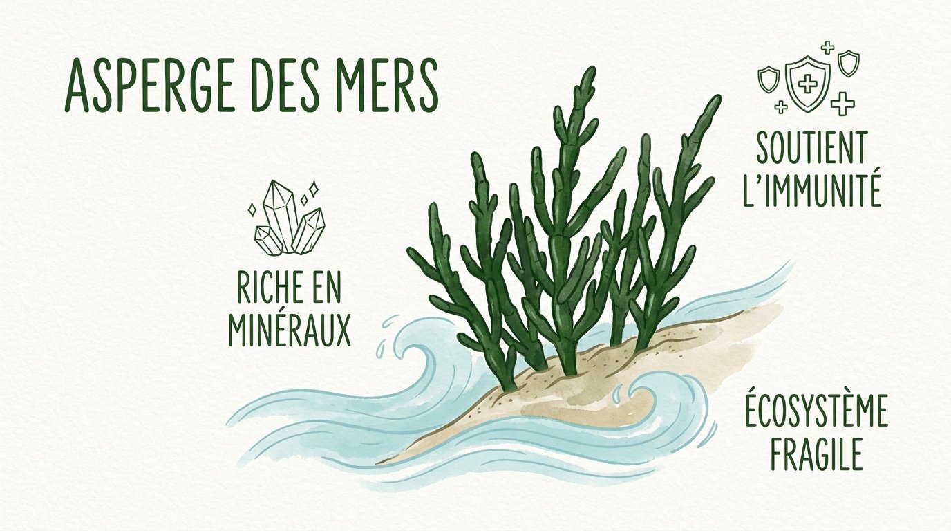 Salicorne fraîchement récoltée dans un marais salant