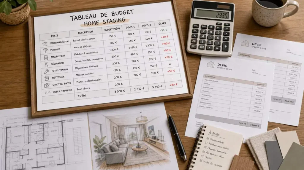 budget home staging coût prestation professionnel et DIY pour vente immobilière