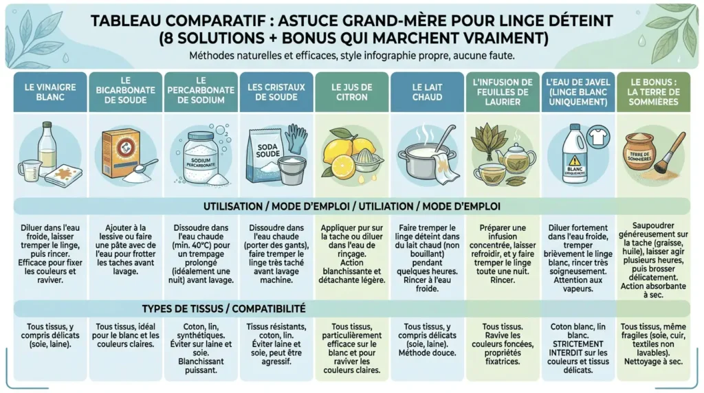 8 astuces grand-mère pour récupérer linge déteint naturellement 2026