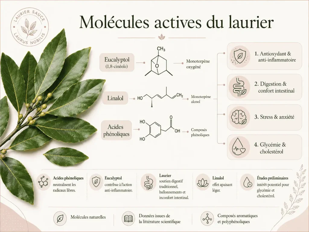 bienfaits feuille de laurier antioxydant anti-inflammatoire principes actifs naturels