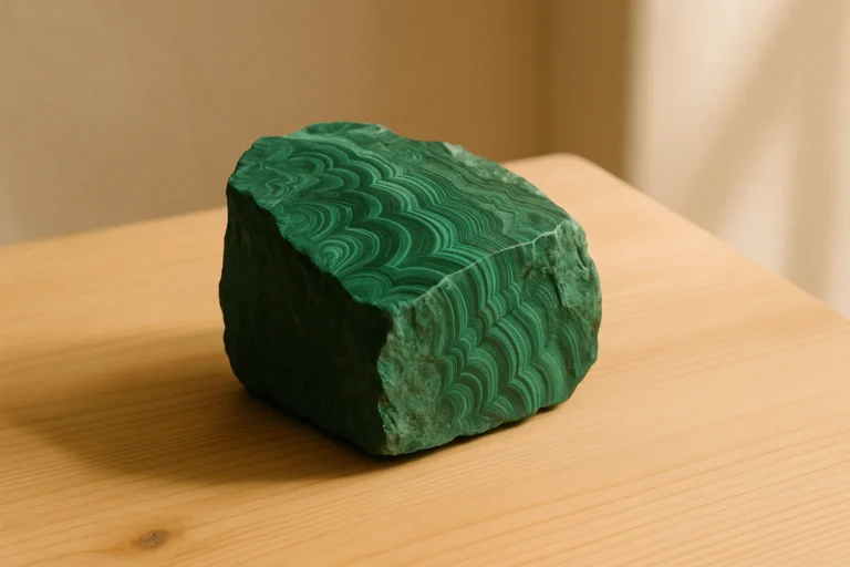 bloc de malachite brute verte veinée en pierre naturelle
