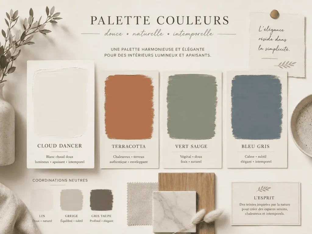 palette couleurs associer Cloud Dancer décoration intérieure teintes naturelles