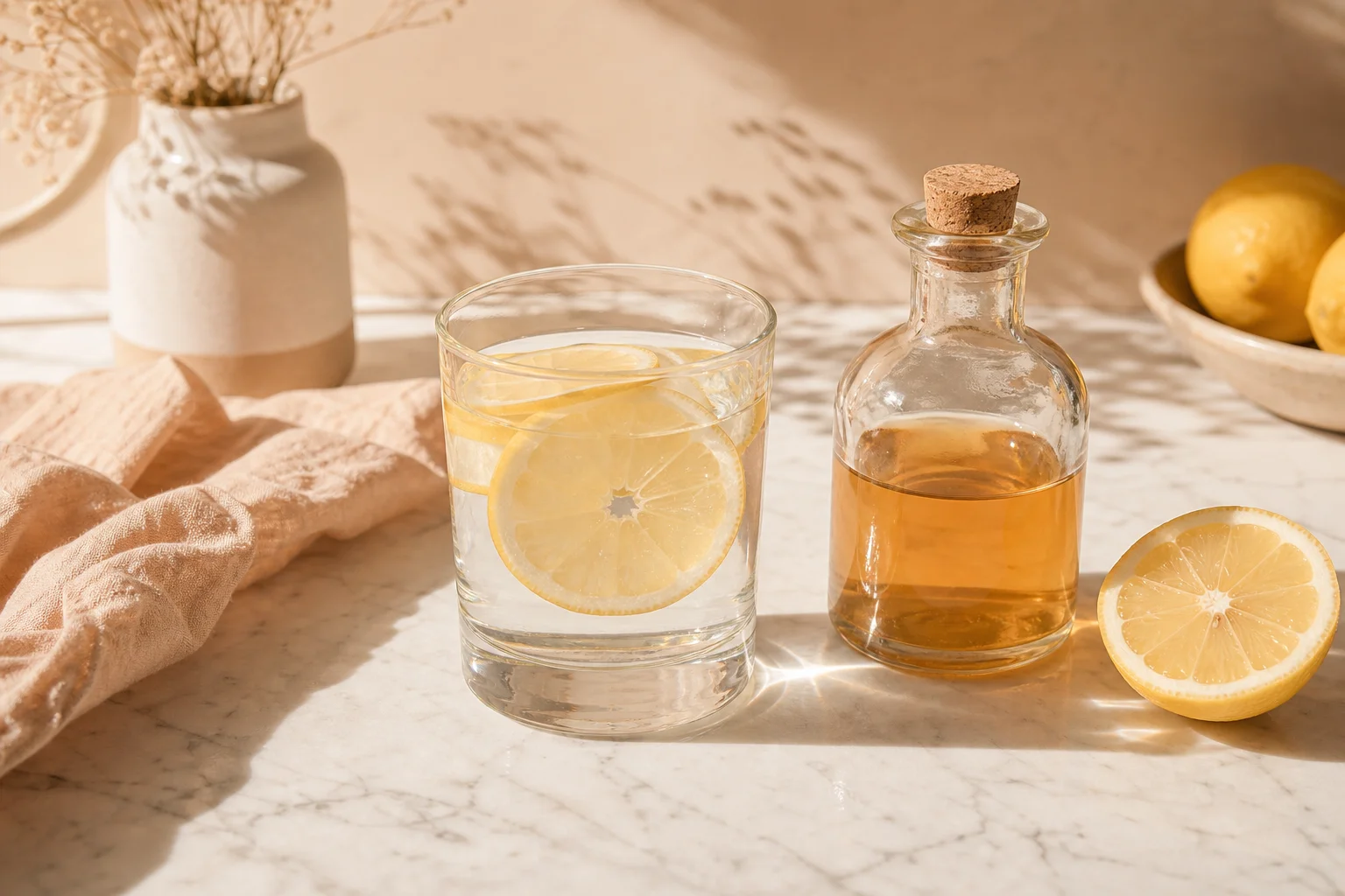 Citron et vinaigre de cidre remède de grand-mère pour maigrir du ventre