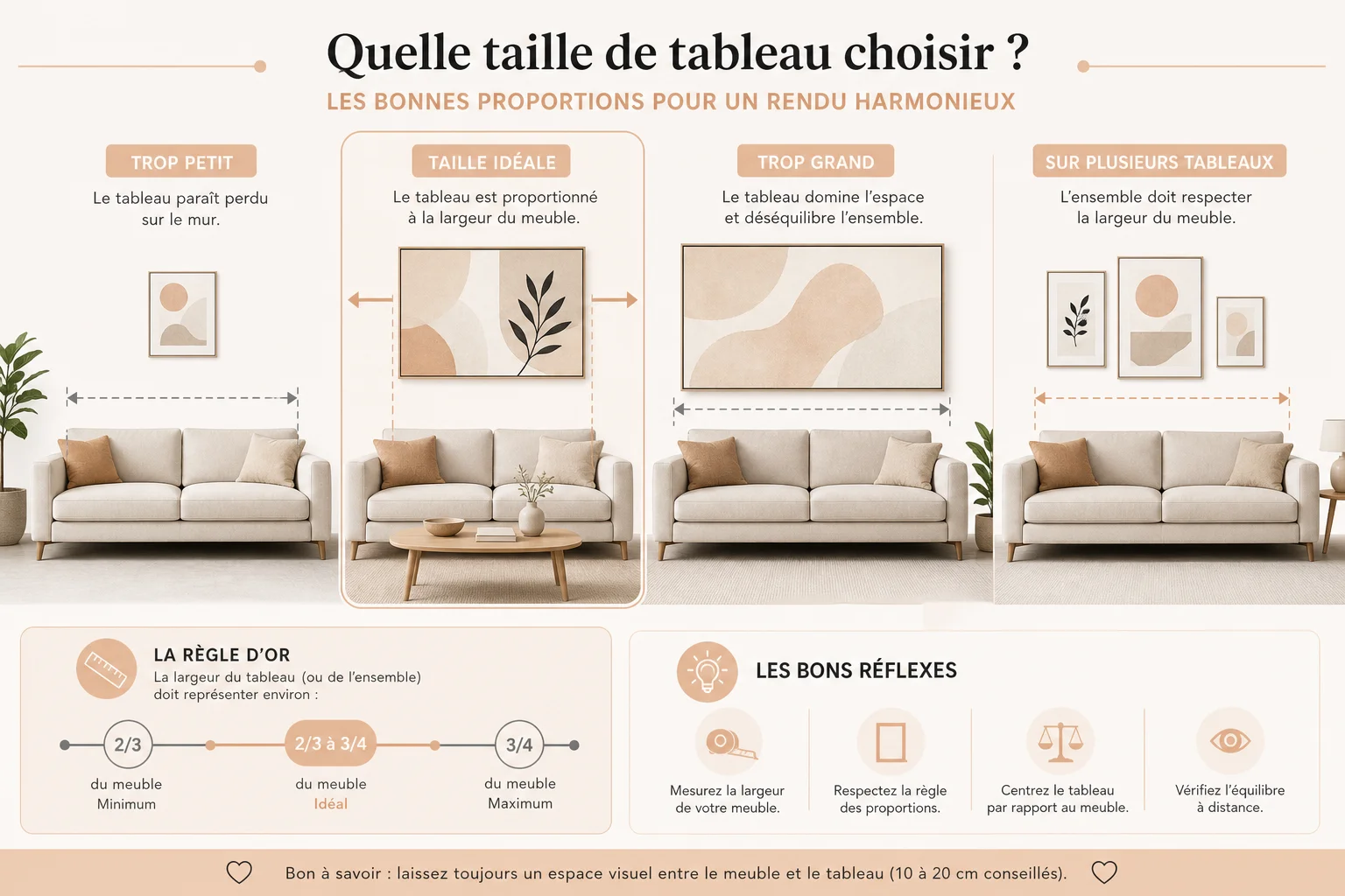 Guide de taille pour l'art mural selon l'espace disponible
