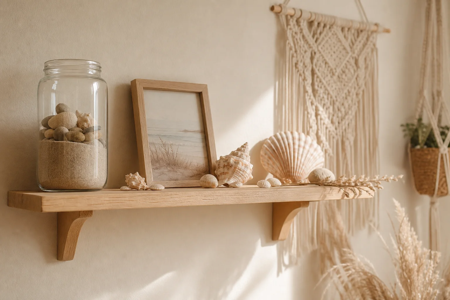 Accessoires déco bord de mer : coquillages et cordages Accessoires de décoration bord de mer avec coquillages et objets maritimes