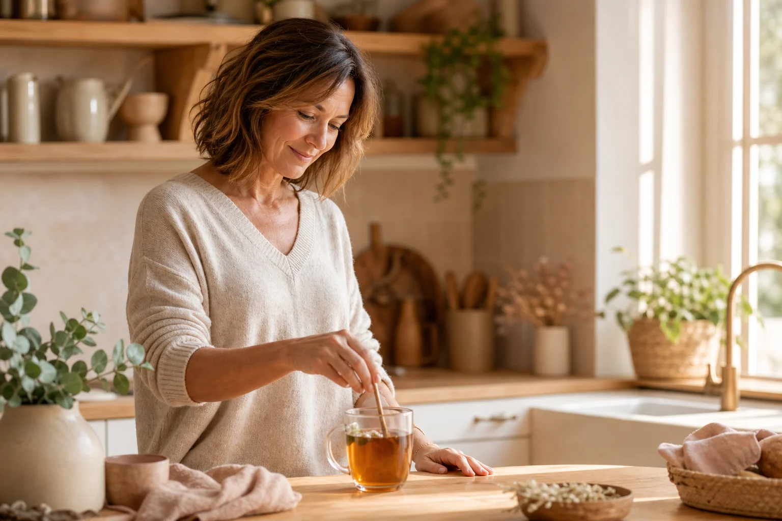 Bienfaits du fenugrec halba sur le poids et l'immunité Préparation d'une infusion de fenugrec halba dans une cuisine
